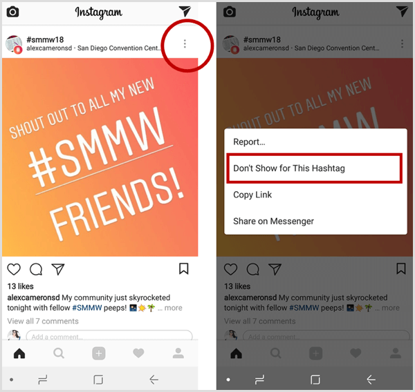 Az Instagram bejegyzés ne jelenítse meg ezt a hashtaget
