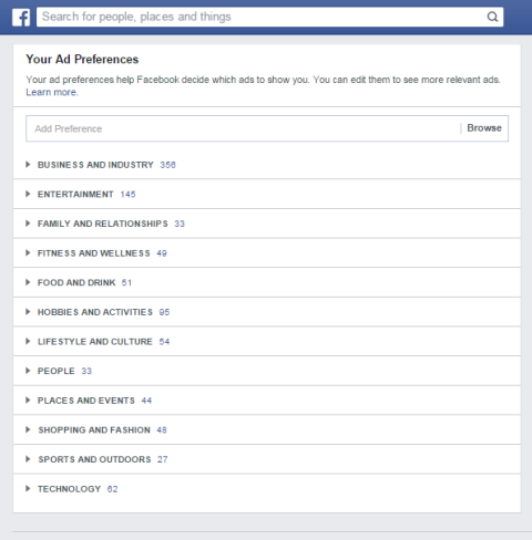 facebook hirdetési preferencia kategóriák