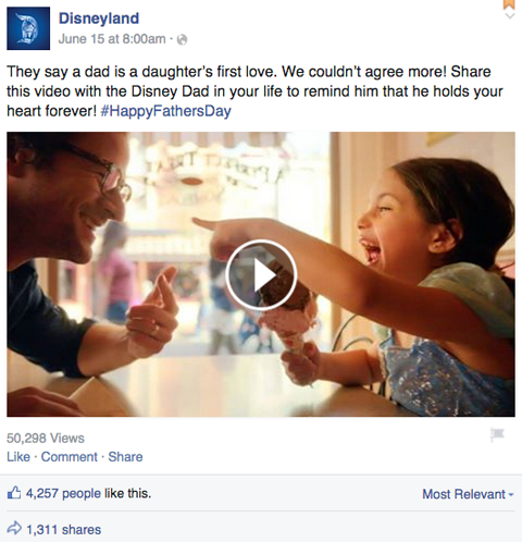 Disneyland apák napja facebook bejegyzés