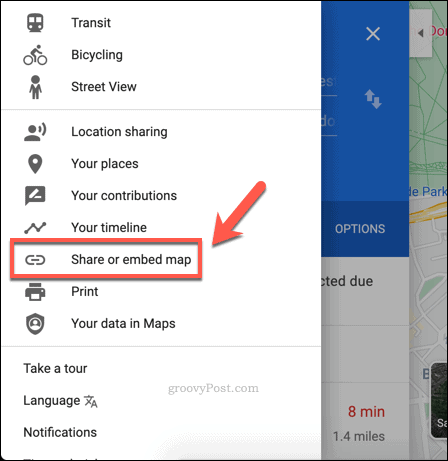 Google Maps megosztási link létrehozása