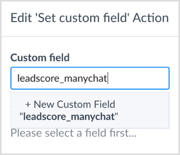 Írjon be egy nevet egy új egyéni mező létrehozásához a ManyChat-ban.