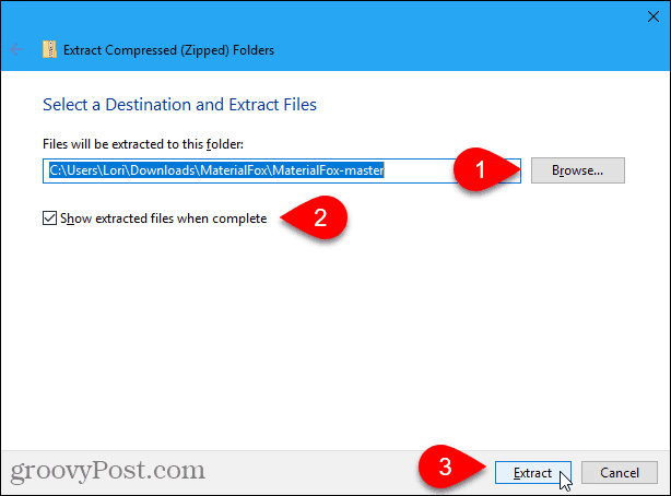 Windows 10 kivonat párbeszédpanel