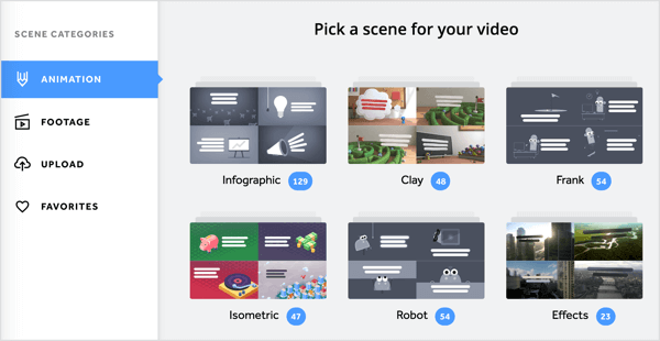 Különféle animációkat és videofelvételeket adhat hozzá Biteable videójához.