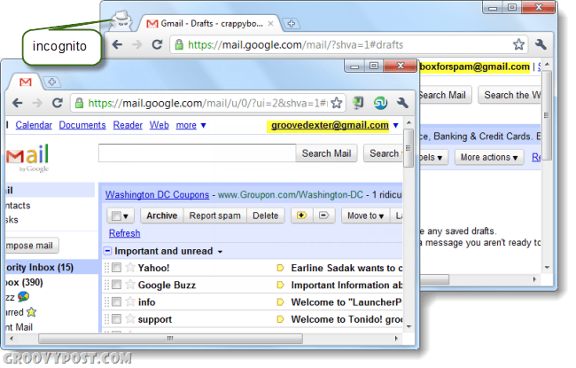 Hogyan jelentkezzen be több fiókra bármilyen webhelyen a Chrome Incognito használatával