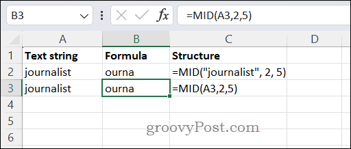 A MID függvény használata Excelben