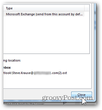 Új postafiók hozzáadása az Outlook 2013 programhoz - Kattintson a Bezárás gombra