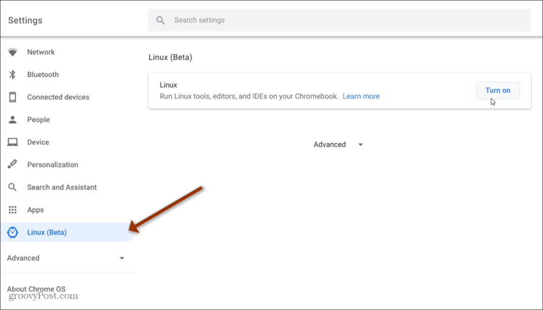 Linux alkalmazások futtatása egy Chromebookon