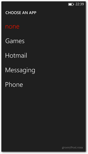 A Windows Phone 8 zárolási képernyő testreszabása válasszon alkalmazást a gyors állapot megjelenítéséhez