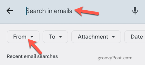 Gmail e-mailek keresése e-mailben a mobilalkalmazásban