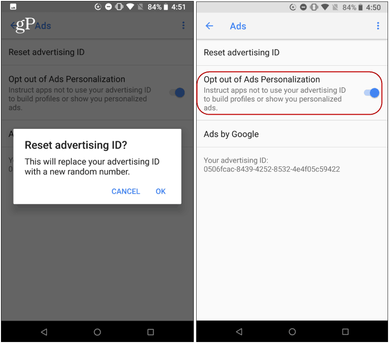 visszaállíthatja az Android hirdetési azonosítóját