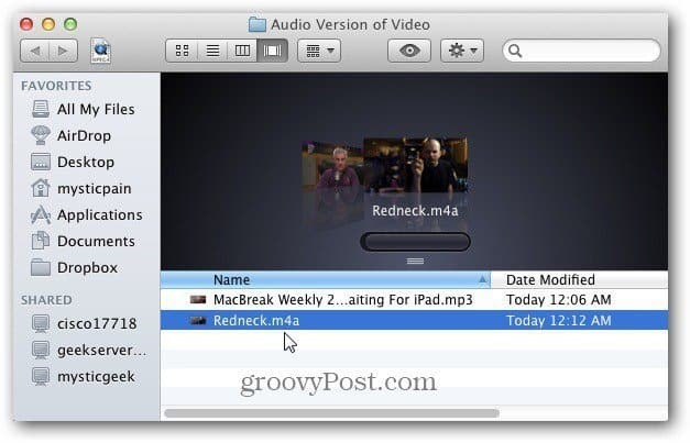 Videók konvertálása audiofájlokká Mac számítógépen, iTunes segítségével