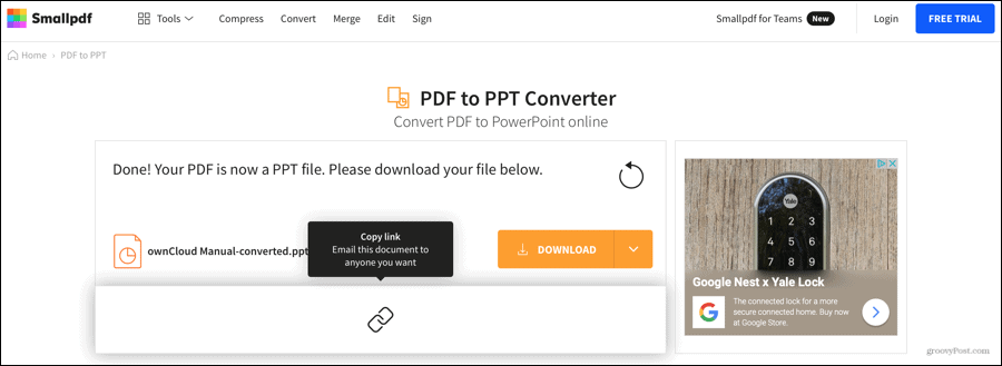Smallpdf konvertált PDF-be PowerPoint
