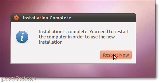 Az ubuntu telepítése befejeződött