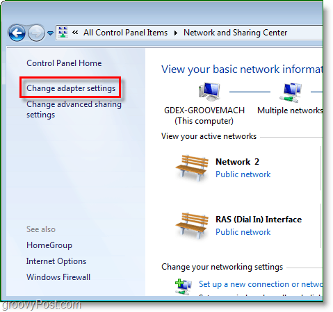 módosítsa a hálózati adapter beállításait a Windows 7 rendszerben
