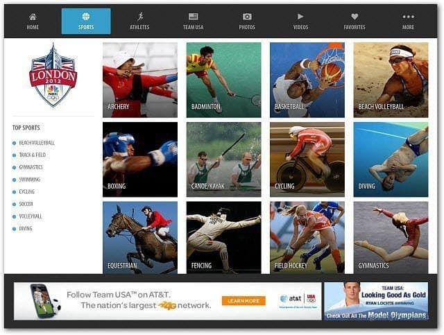 NBC Olympics App iPad