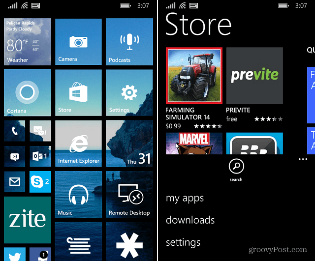 Windows Phone 8.1 Store beállítások