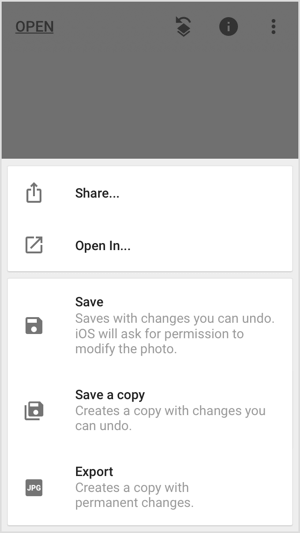 Ossza meg, mentse vagy exportálja képét olyan mobilalkalmazásokban, mint a Snapseed.