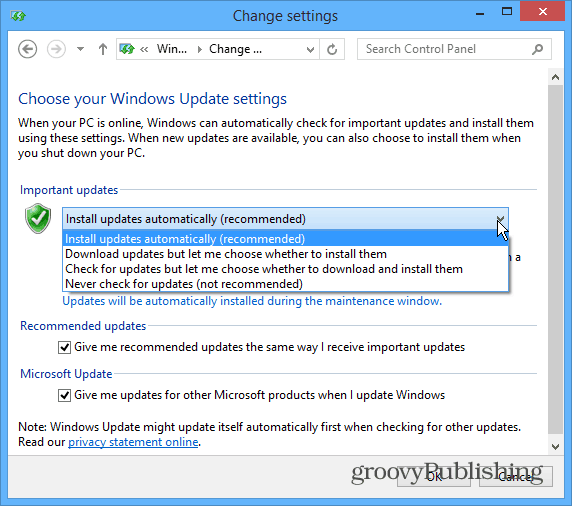Change Updates Desktop