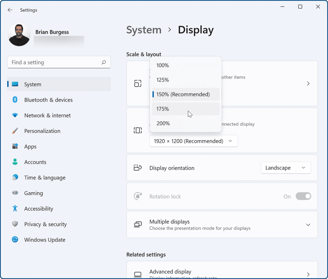 Méretezési beállítás módosítása Windows 11 rendszerben