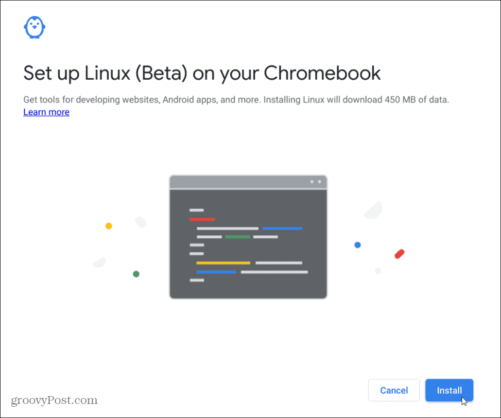  telepítse a linux chromebookot