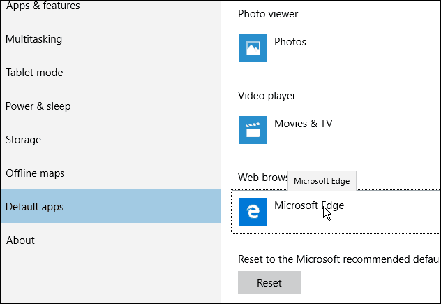 Az Edge böngésző alapértelmezett Windows 10