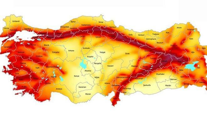 Türkiye földrengés kockázati térképe