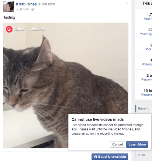 A facebook élő videó feltöltése nem érhető el