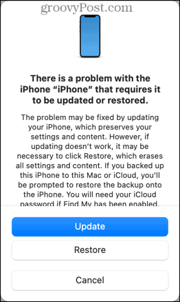 iphone helyreállítási mód