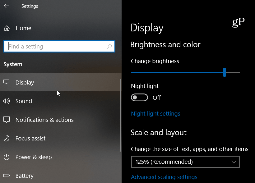 Windows 10 Fluent Design kijelző