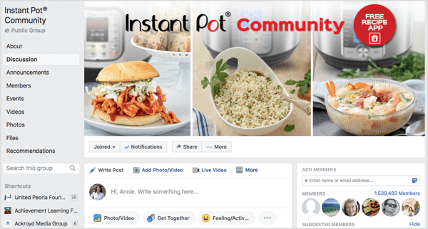 Az Instant Pot Community Facebook-csoportja több mint egymillió tagból áll.