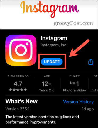 instagram frissítési alkalmazás