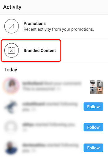 megtekintheti az Instagram márkás tartalommal kapcsolatos értesítést