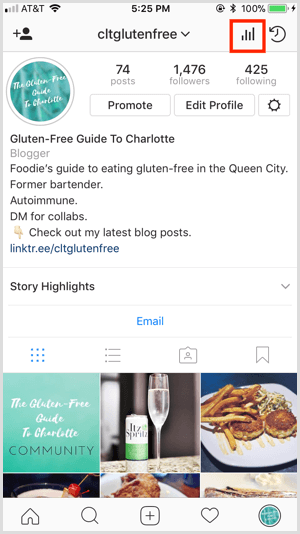 Instagram Insights hozzáférés a profilról