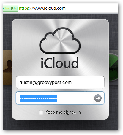 jelentkezzen be az icloud.com oldalra