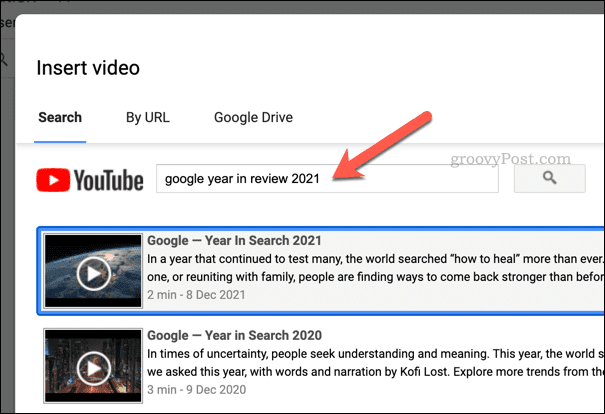 Videó keresése a Google Táblázatokban