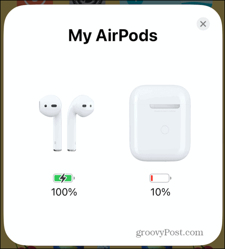 iPhone airpods akkumulátor információ