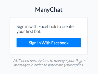 Jelentkezzen be a ManyChat-ba Facebook-fiókjával.