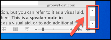 A PowerPoints hangszórói jegyzetek görgetősávja