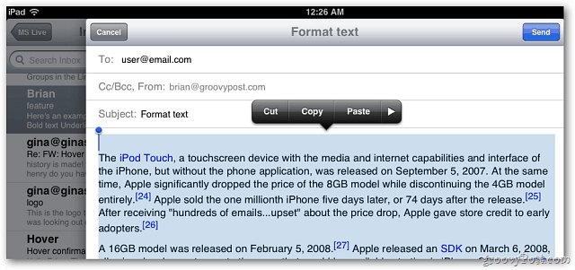 Apple iOS 5 Mail: Most magában foglalja a szöveges formázást az üzenetekben