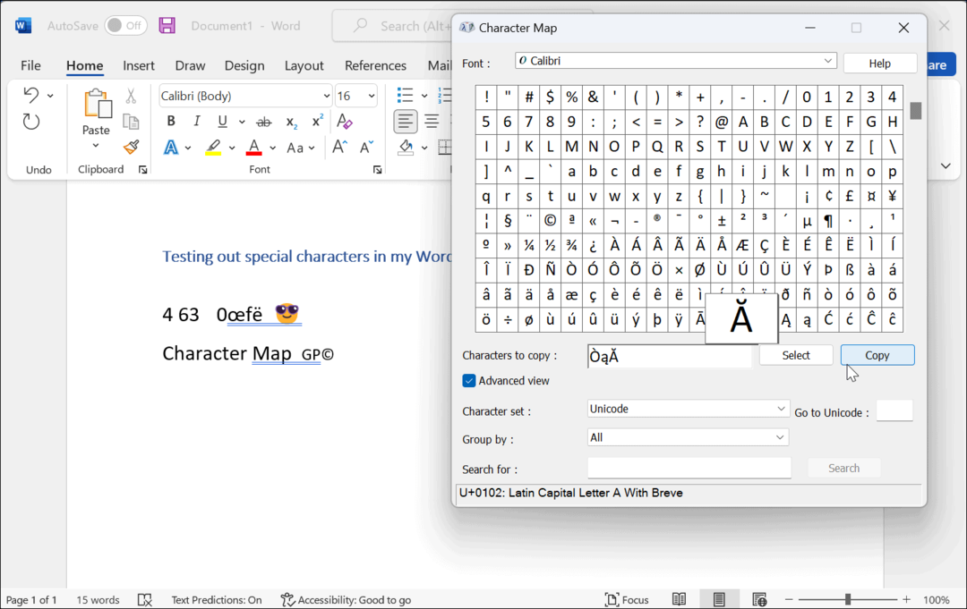 karakter Térképtípus speciális karakterek a Windows 11 rendszeren