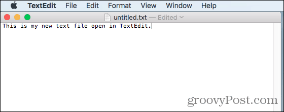 A szöveges fájl megnyílik a Macintosh TextEdit programjában