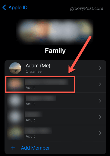 iphone válasszon családtagot