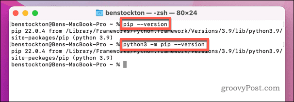 A PIP-verzió ellenőrzése Mac rendszeren