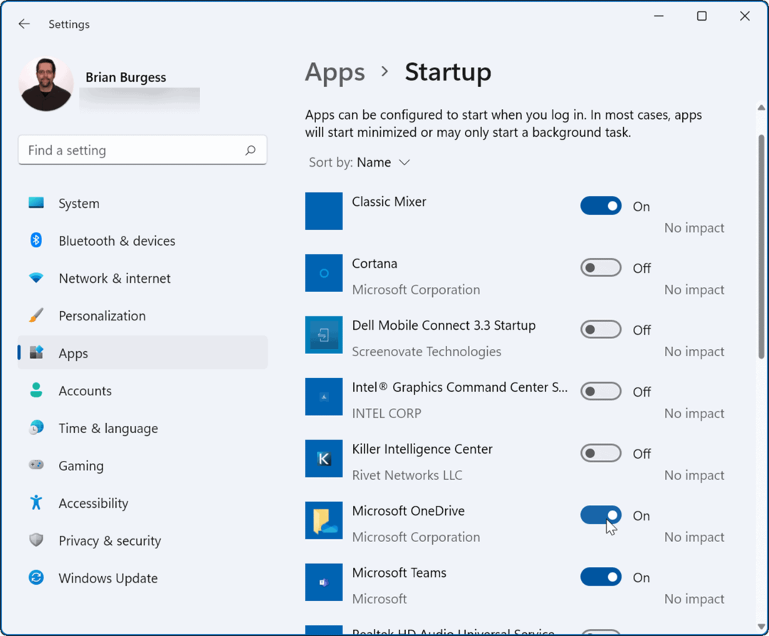 kapcsolja be az indító alkalmazásokat az indításkor a Windows 11 rendszerben