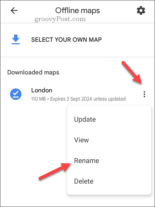 Nevezze át az offline Google Térkép térképet