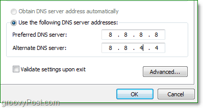 a google DNS IP 8.8.8.8, az alternatív pedig 8.8.4.4