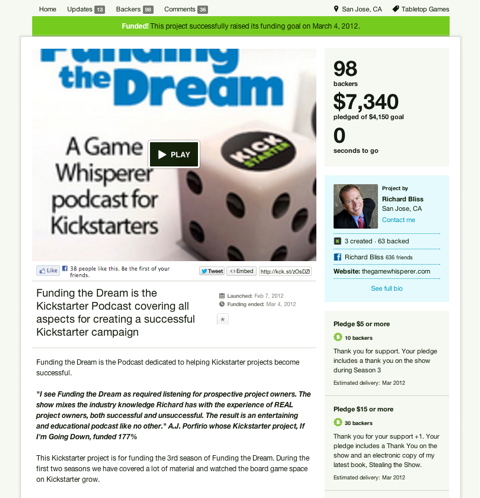 kickstarter finanszírozza az álom podcastot