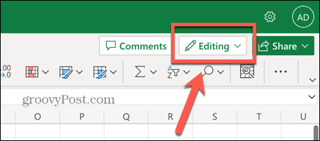 Excel webalkalmazás szerkesztési lehetőség