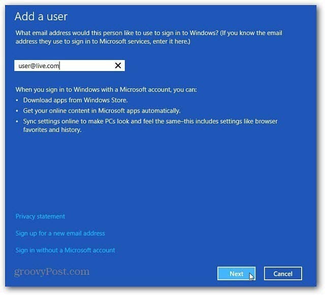 Új felhasználók felvétele és kezelése a Windows 8 rendszerben