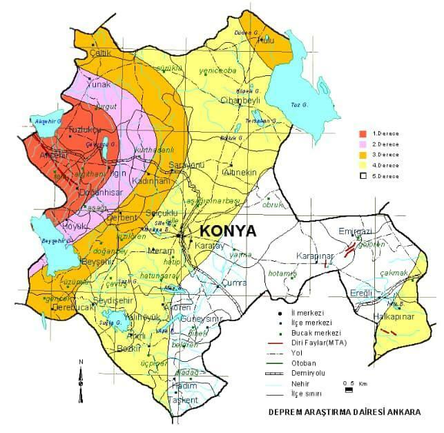 Konya földrengés kockázati térképe